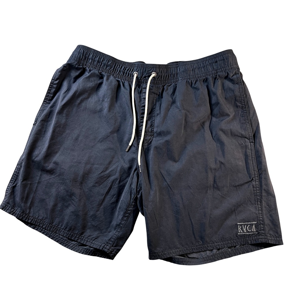 RVCA Opposites Elastic 2 Boardshorts Mens L Black 17" Swim Y2K Surf Drawstring